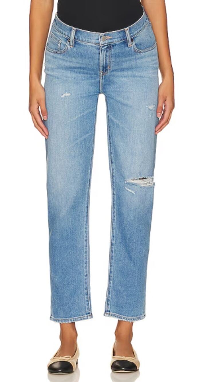 HATCH Distressed Maternity The Boyfriend Jeans Size 25 Destroyed Light Wash